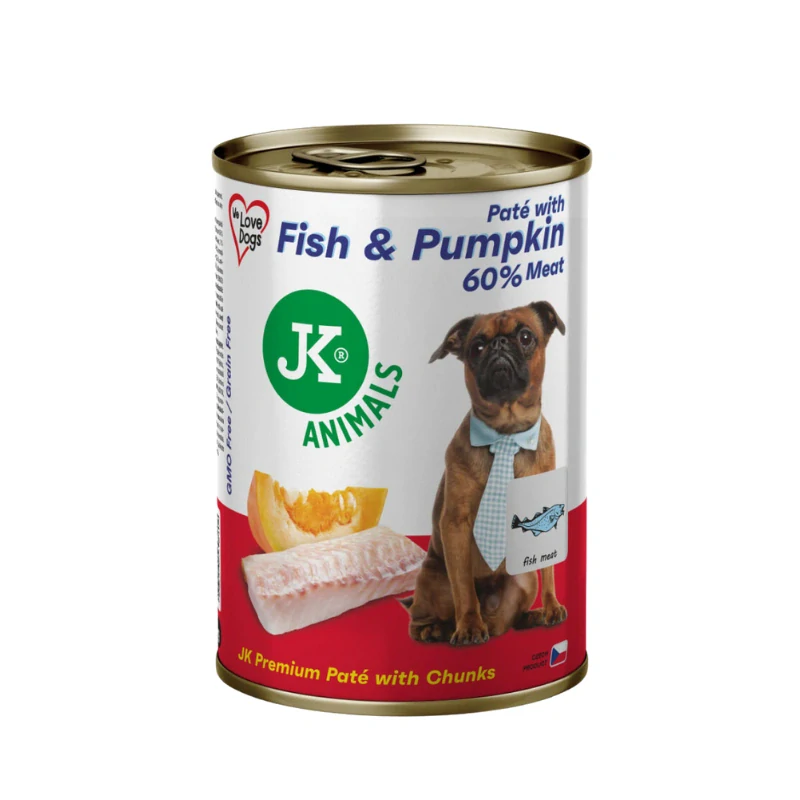 JK Premium Fish & Pumpkin, Paté with Chunks, 60 % Meat, prémiová konzerva pre psov, 400 g