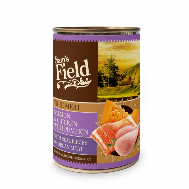 Sam's Field True Salmon & Chicken with Pumpkin, superprémiová konzerva, 400 g (Sams Field)